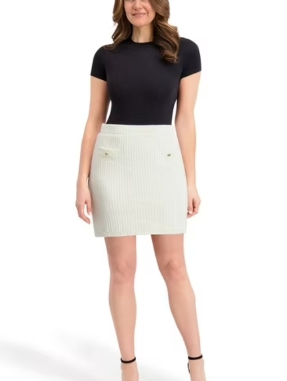 Cream Knit Skirt Sz L NWT